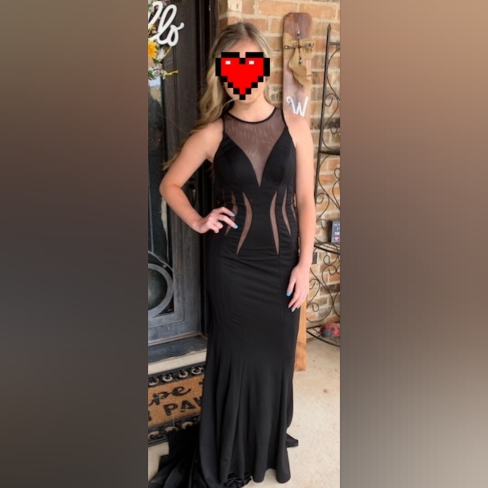 Sherri Hill Black Mesh Prom Dress
